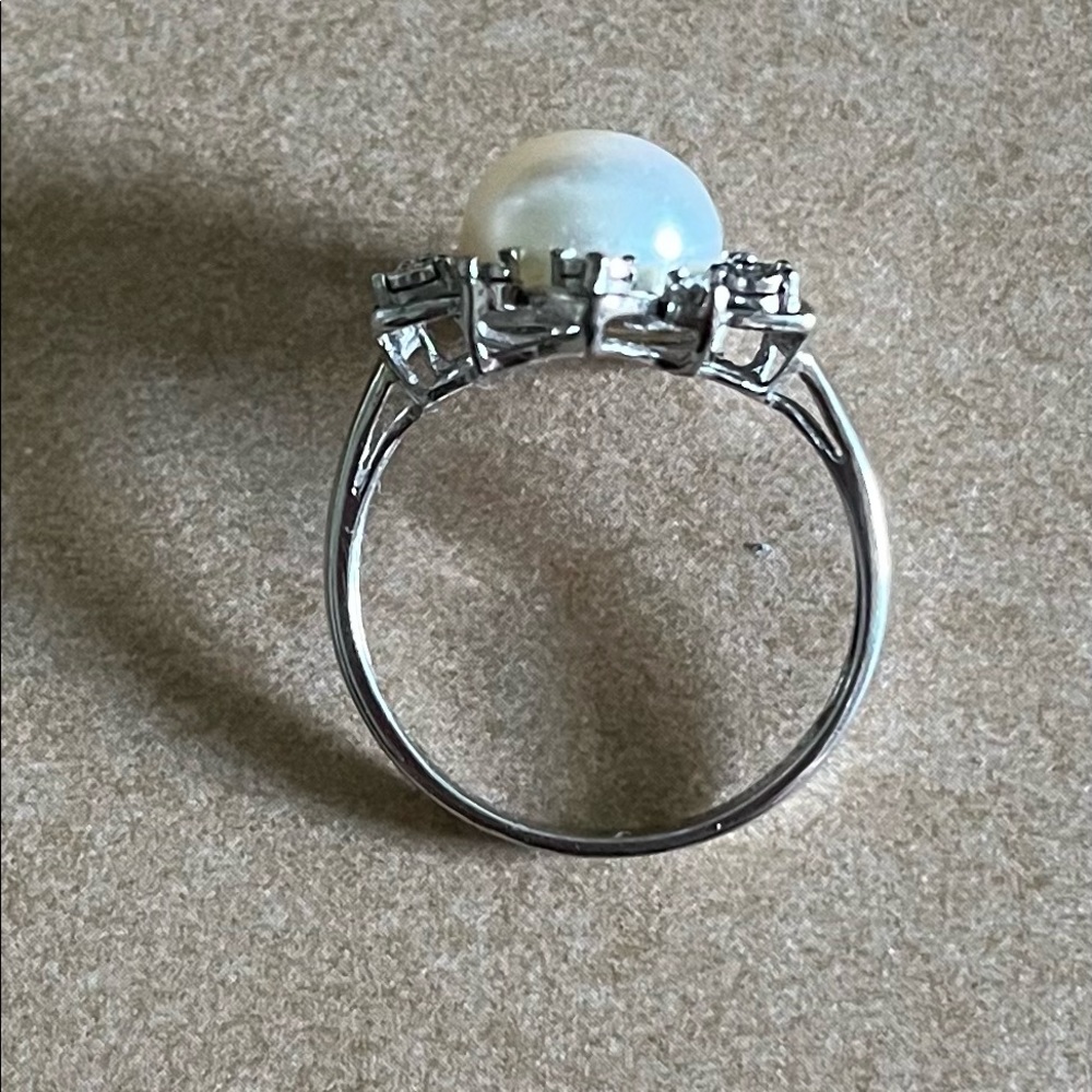 ๐HP๐ Sterling Silver, Imperial Pearl, and Diamond Halo Ring, Size 7 - Picture 5 of 10